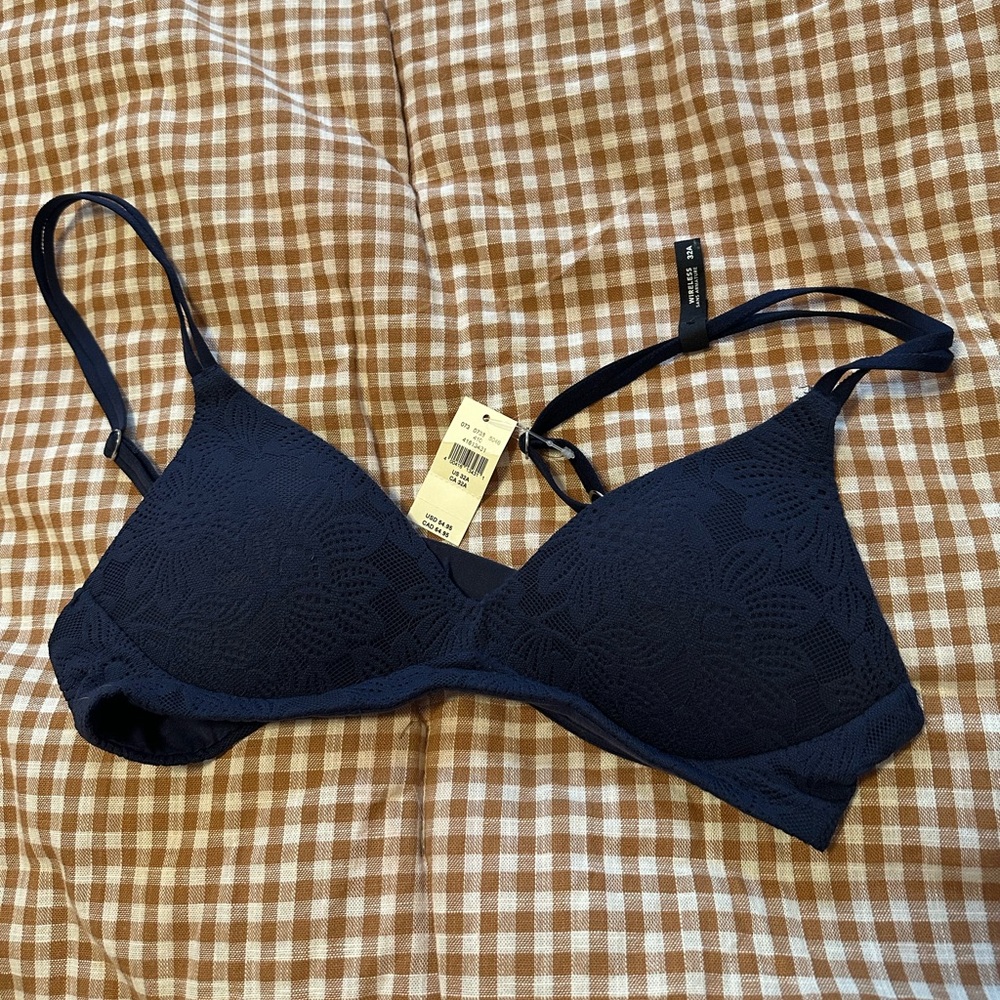 Aerie wireless blue lace bra 32a nwt
